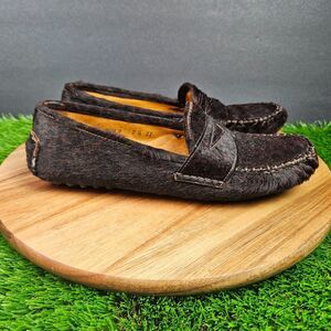 Cole Haan Driving Loafers Shoes Women Size 7.5 Brown Animal Print Made In Italy